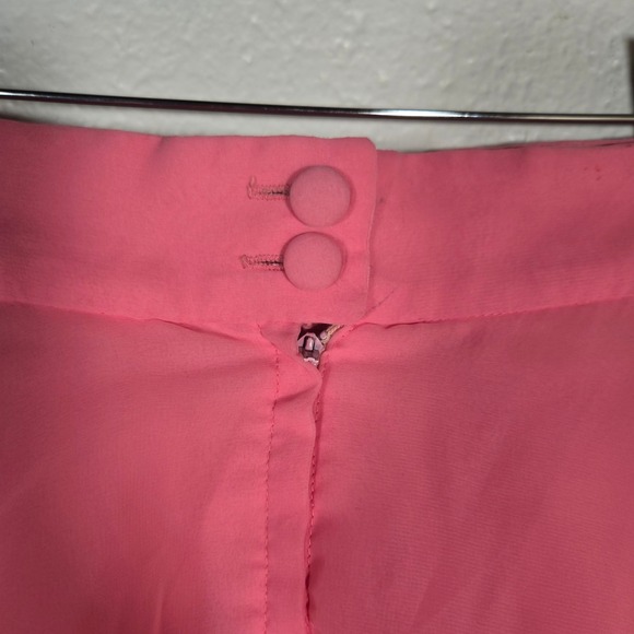 Vtg Pink Tiered Chiffon Maxi Skirt 26 Waist Ruffle Barbiecore Prom 80s 90s - Picture 4 of 9